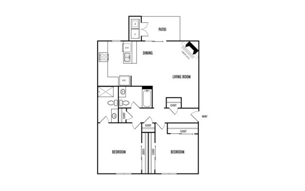 floor plan for a two bedroom apartment at The  Mark at 2600