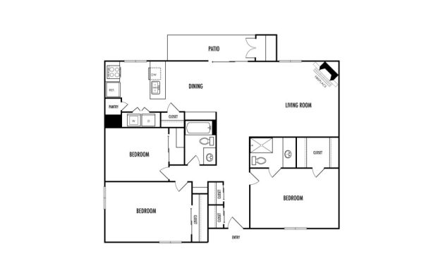 floor plan for a two bedroom apartment at The  Mark at 2600